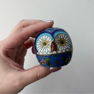 Cloisonne Owl Trinket Box